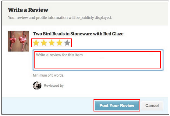 Write your Etsy Review